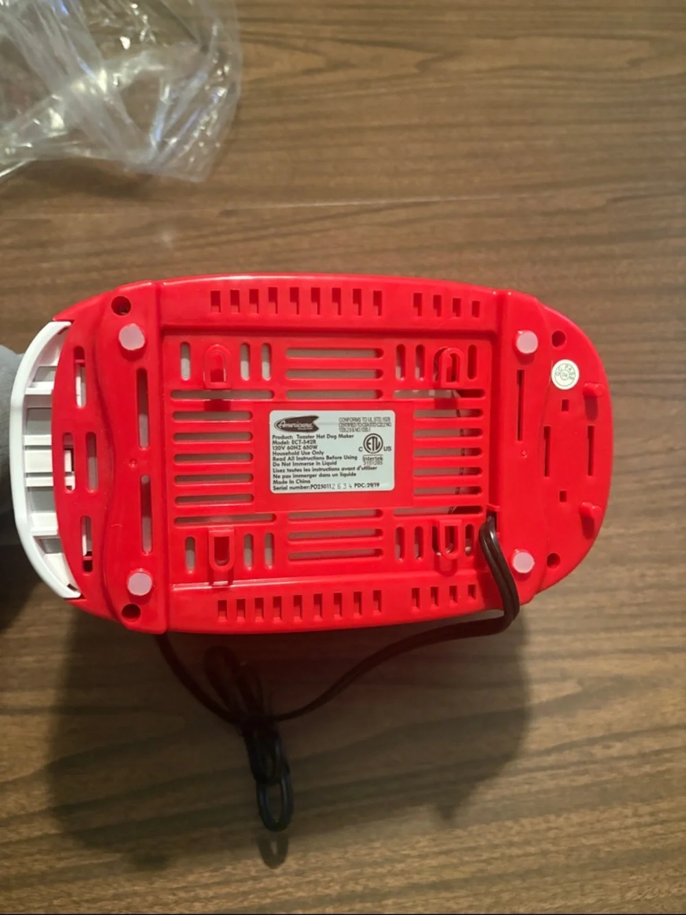 NEW Americana Collection Hot Dog Toaster Maker Red